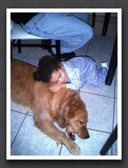 Kayla snuggles with Casey